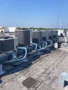 HVAC systems on a commercial roof
